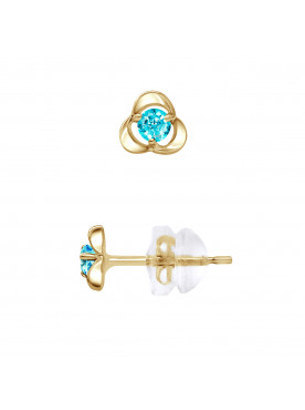 Boucles d'Oreilles Bleu Topaz - Or Jaune