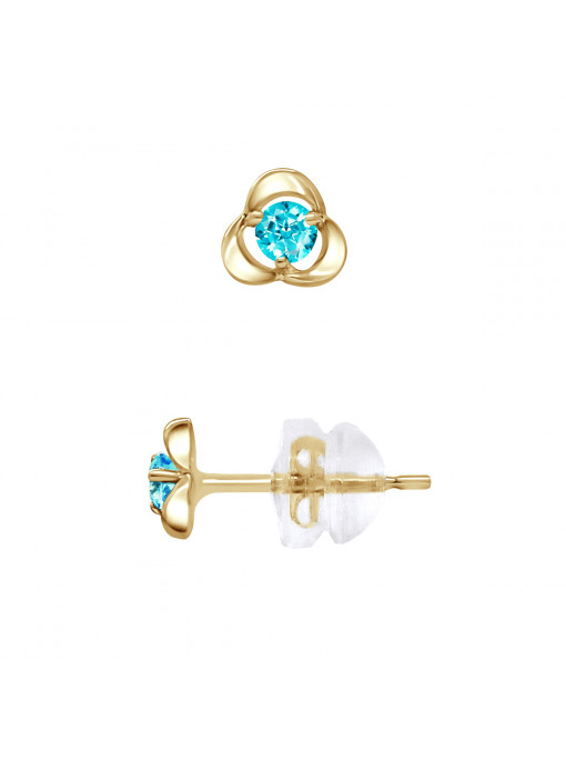 Boucles d'Oreilles Bleu Topaz - Or Jaune