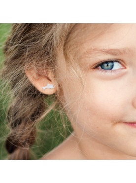 Boucles d'Oreilles Dauphin - Or Blanc