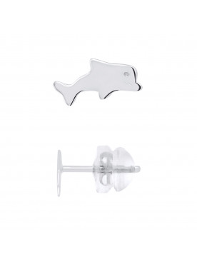 Boucles d'Oreilles Dauphin - Or Blanc