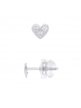 Boucles d'Oreilles Coeur - Or Blanc