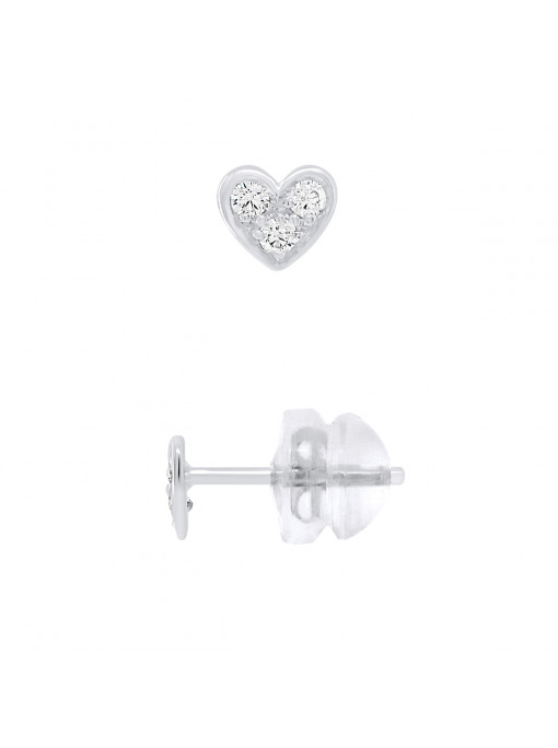 Boucles d'Oreilles Coeur - Or Blanc