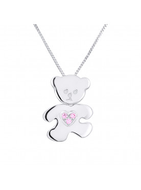 Pendentif Ourson Coeur Rose