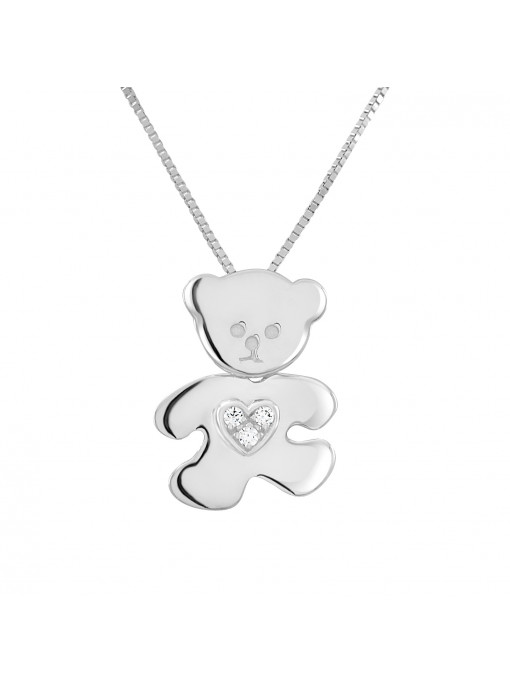 Pendentif Ourson Coeur Blanc