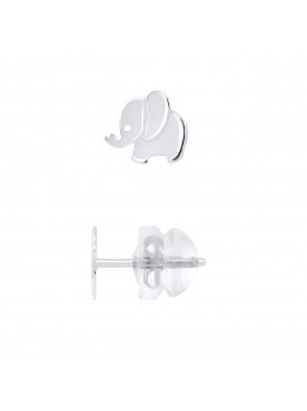 Boucles d'Oreilles Elephant - Or Blanc