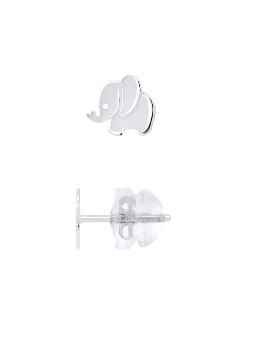 Boucles d'Oreilles Elephant - Or Blanc