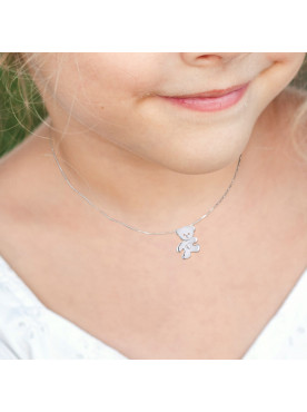 Pendentif Ourson Coeur - Or Blanc