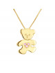 Pendentif Ourson Coeur Rose - Or Jaune