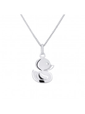 Pendentif Canard - Or Blanc