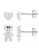 Boucles d'Oreilles Ourson Blanc et Coeur Rose