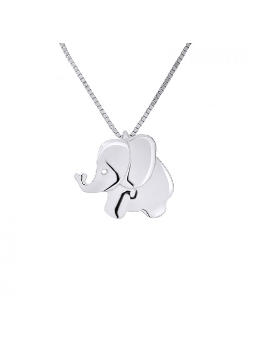 Pendentif Elephant - Or Blanc