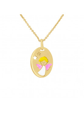 Pendentif Ange Rose - Or Jaune