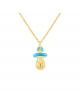 Pendentif TEtine Bleu - Or Jaune