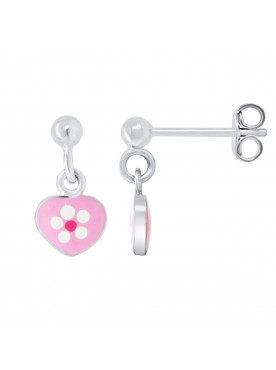 Boucles d'Oreilles Coeur Rose